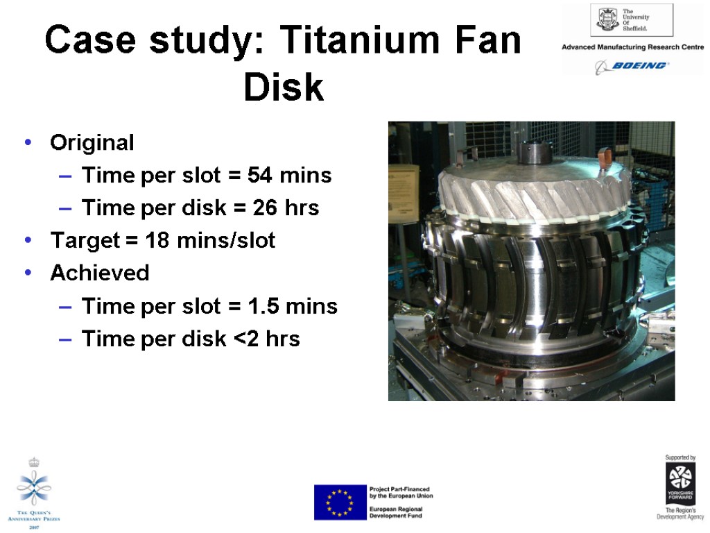 Case study: Titanium Fan Disk Original Time per slot = 54 mins Time per